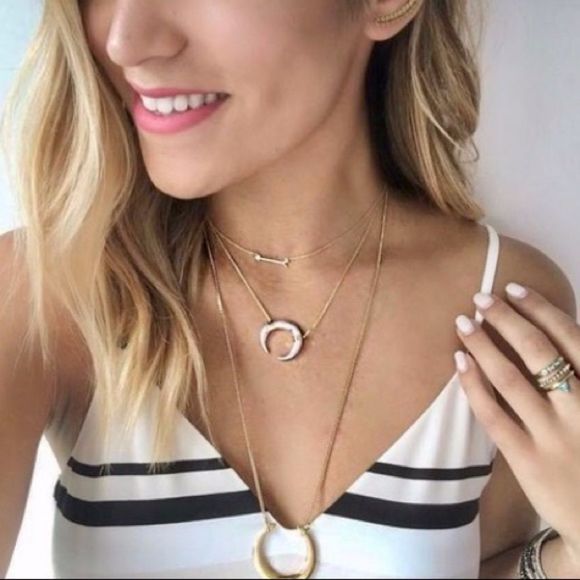 Stella & Dot Luna Pendant Necklace - Crescent Mixed Metal - Picture 10 of 13